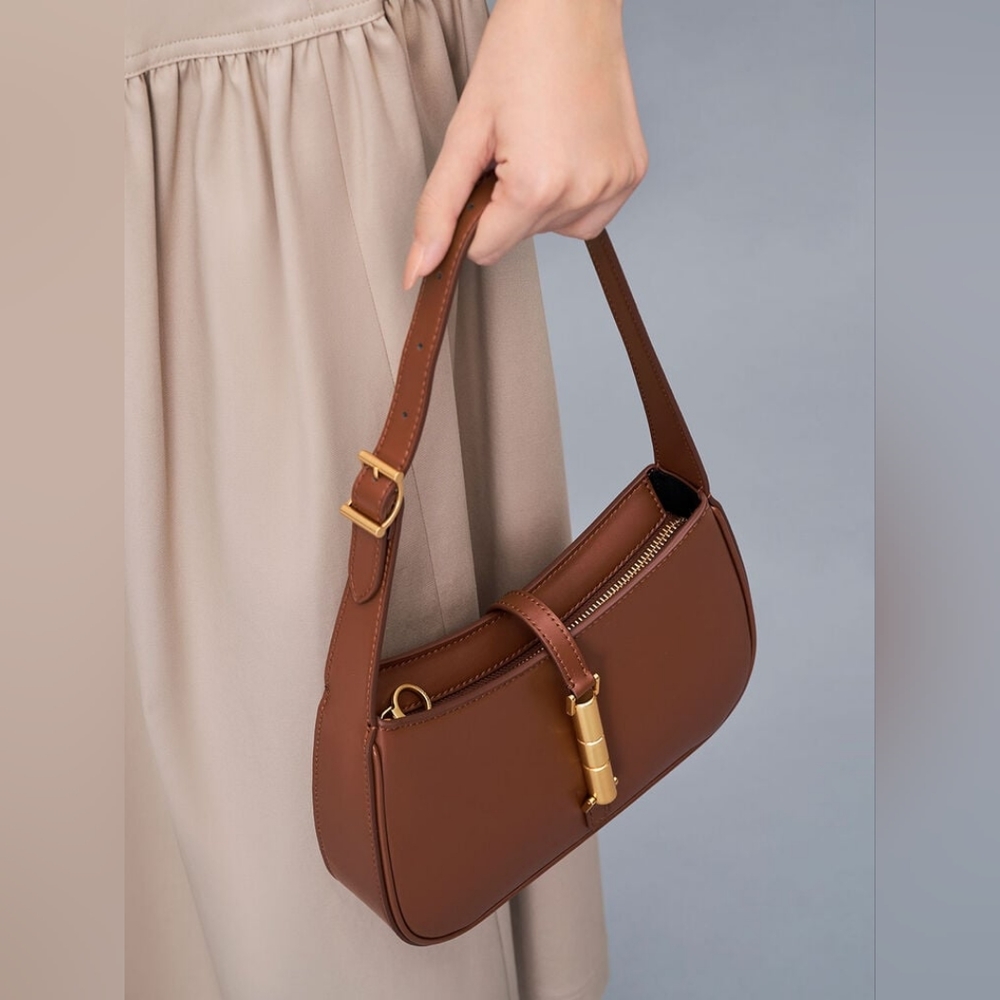 Charles & Keith Cesia Brown Purse Handbag NWOT Plus Dust Bag Included